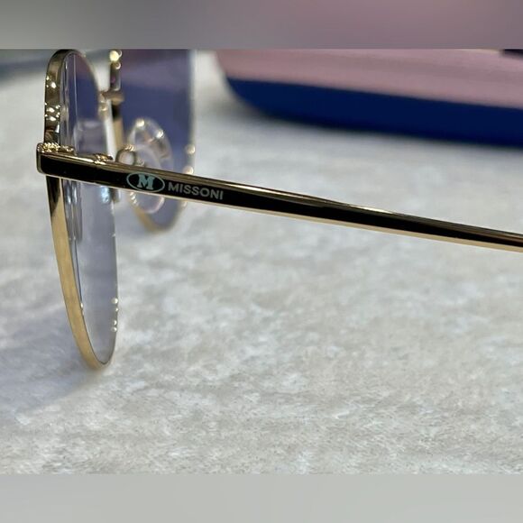 NIB M MISSONI Sunglasses Gold Violet Frame - Picture 3 of 10